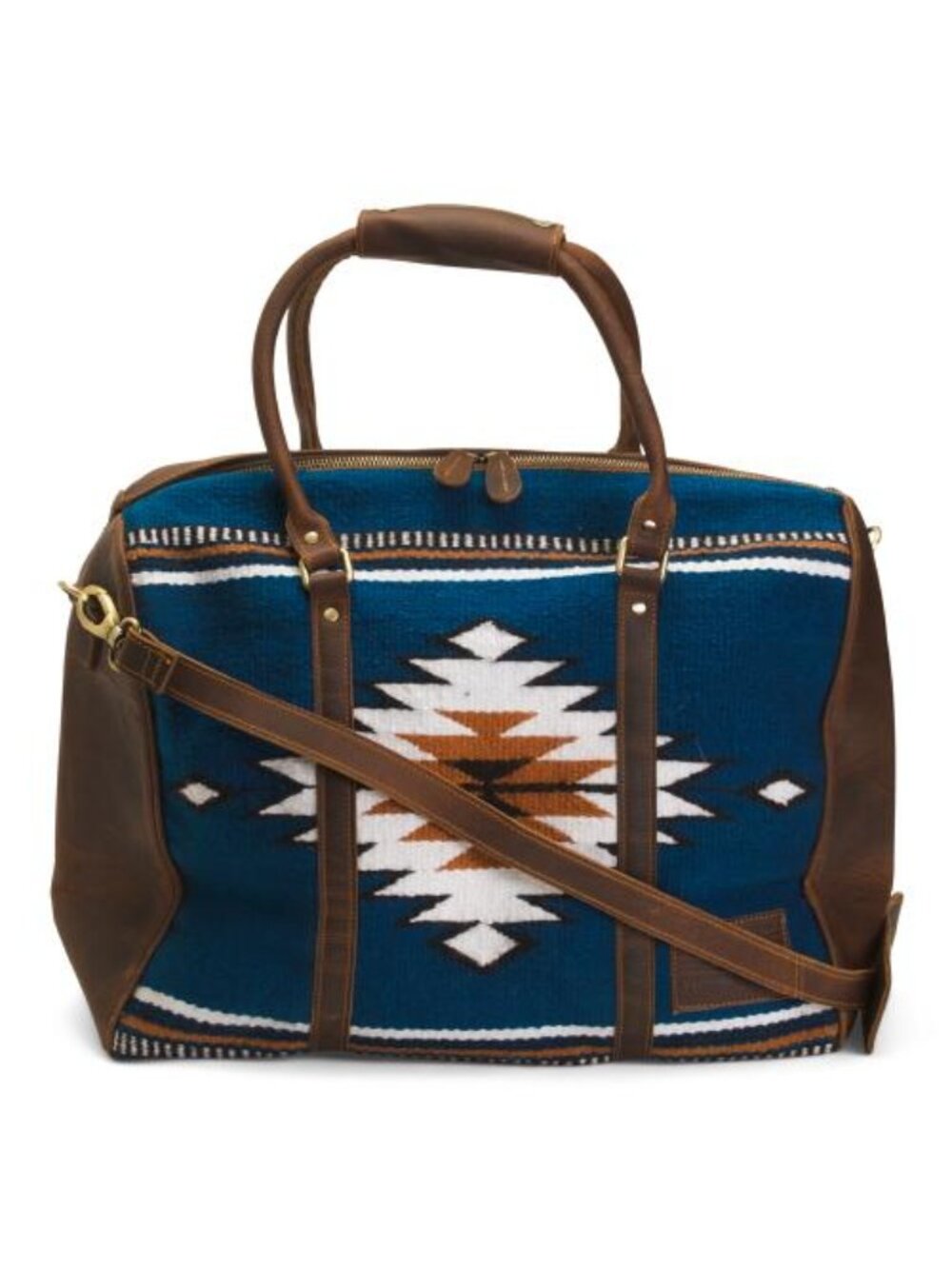 AMERICAN BISON Leather Unisex Aztec Front Zip Top Duffle
